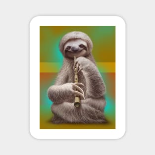 sloth playing flute Magnet