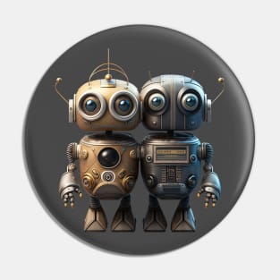 Cute Vintage Robot with Sidekick Pin