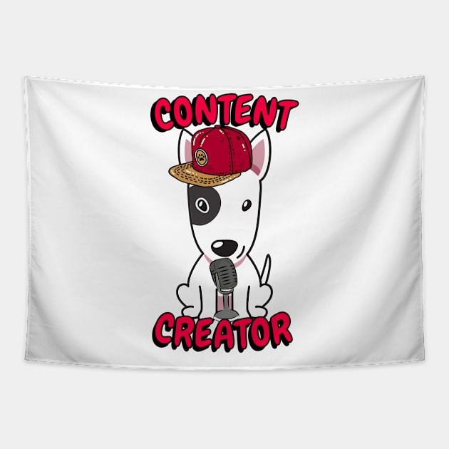 Cute bull terrier dog is a content creator Tapestry by Pet Station