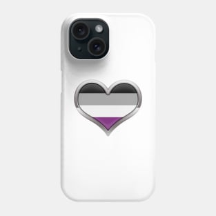 Large Asexual Pride Flag Colored Heart with Chrome Frame Phone Case