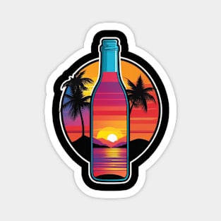 "Aflame in Glass: Sunset Echoes in Bottled Splendor" Magnet