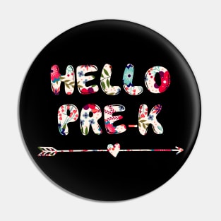 Floral Hello Pre-K team teacher student back to school gift Pin