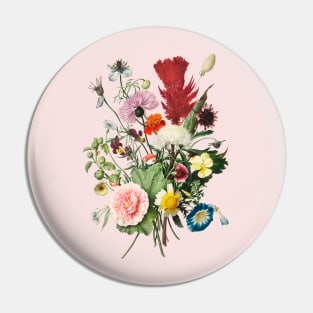 Flower Bouquet Vintage Illustration Pin