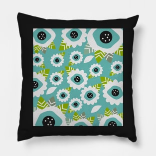 Abstract little flowers in blue Pillow