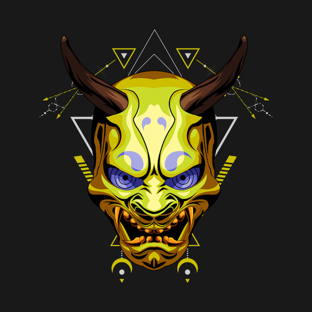 oni mask sacred geometry by SHINIGAMII