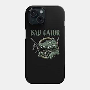 Funny Bad Gator with Rifle and Cigar Alligator Cartoon Phone Case