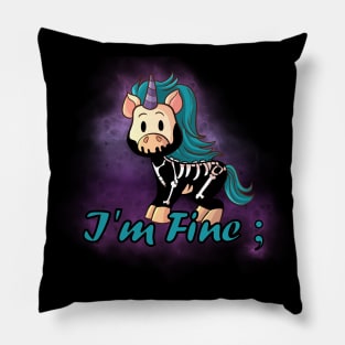 Knarf the Unicorn - I'm Fine - Kawaii Cute Goth Pillow