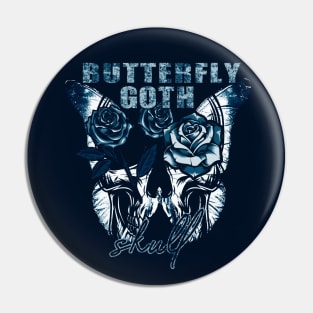 goth in black color. skull flower butterfly Pin