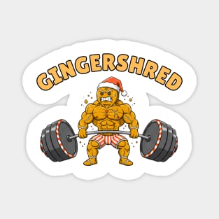 Gingershred - Christmas Gym Buff Gingerbread Lifting Weights Magnet