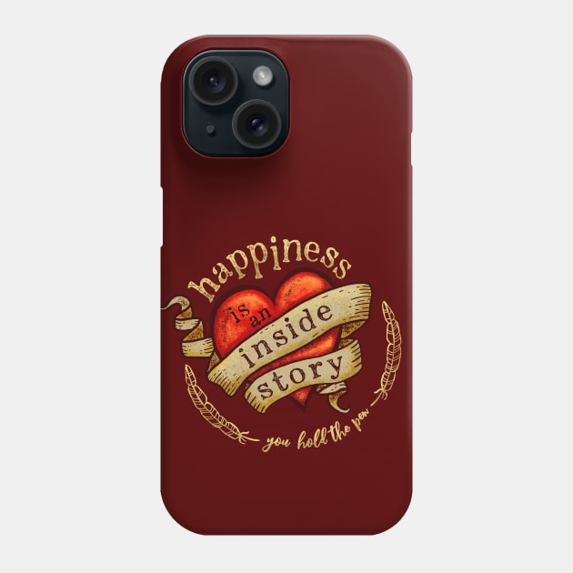 Happiness is an Inside Story - Tattoo Heart Phone Case by Jitterfly