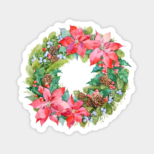 Christmas wreath Magnet by Simple Wishes Art