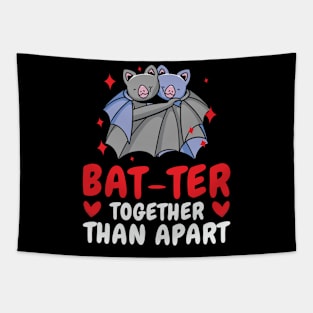 Valentine's Day Cuddling Cute Bats Couple Tapestry