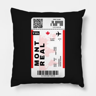 Montreal Boarding Pass Québec Canada YUL Destination Ticket Pillow