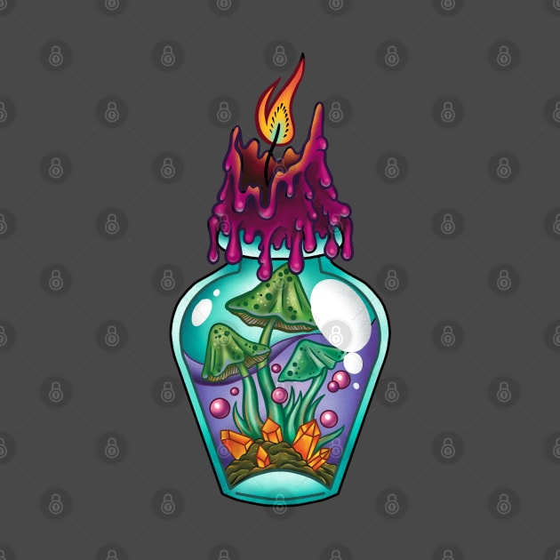 Spooky witch mushroom potion poison bottle by SlinkSkull