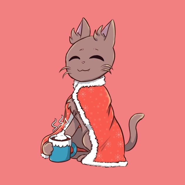 Cat Drinking Hot Coca by creaxaura