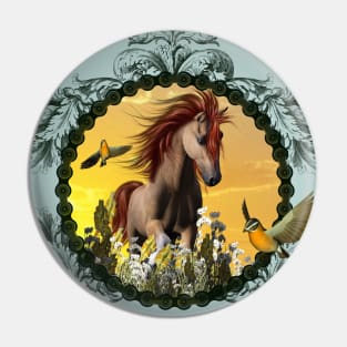 Horse with birds Pin