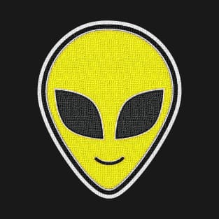 Alien Head happy emoji Embroidery style Patch texture T-Shirt