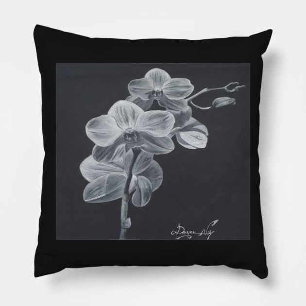 Lily flower charcoal drawing Pillow by nghoangquang