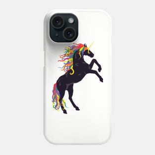 Rainbow Maned Black Unicorn Phone Case