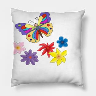 Cartoon butterflies  and flowers Pillow