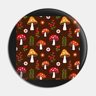 Mushroom pattern with flowers and berries Pin