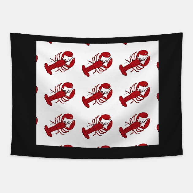 Red Lobsters on White Background Lobster Sea Life Animal Boat Life Tapestry by gillys