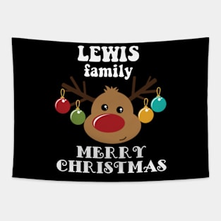 Family Christmas - Merry Christmas LEWIS family, Family Christmas Reindeer T-shirt, Pjama T-shirt Tapestry