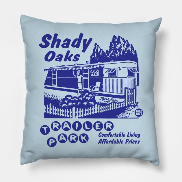 shady oaks Pillow by toddgoldmanart