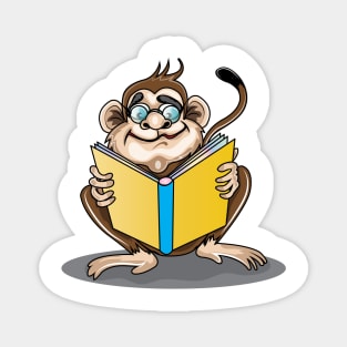 Monkey Reading A Book Magnet