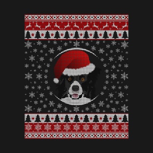 Border Collie Santa Hat T-Shirt