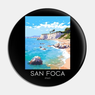 A Pop Art Travel Print of San Foca - Italy Pin