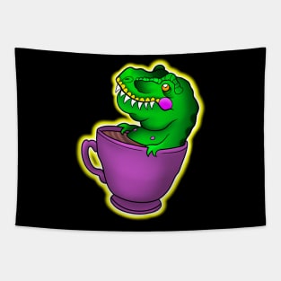 Dinosaur loves coffee Tapestry