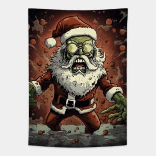 green zombie Santa Claus Tapestry