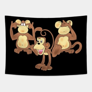 three monkeys Tapestry