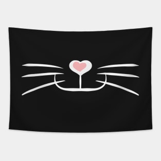 Cute Cat Face With Pink Heart Nose Tapestry