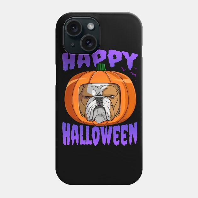 English Bulldog Pumpkin Head Happy Halloween Phone Case by Noseking