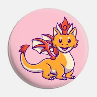 Cute Teenager Orange Dragon Cartoon Pin