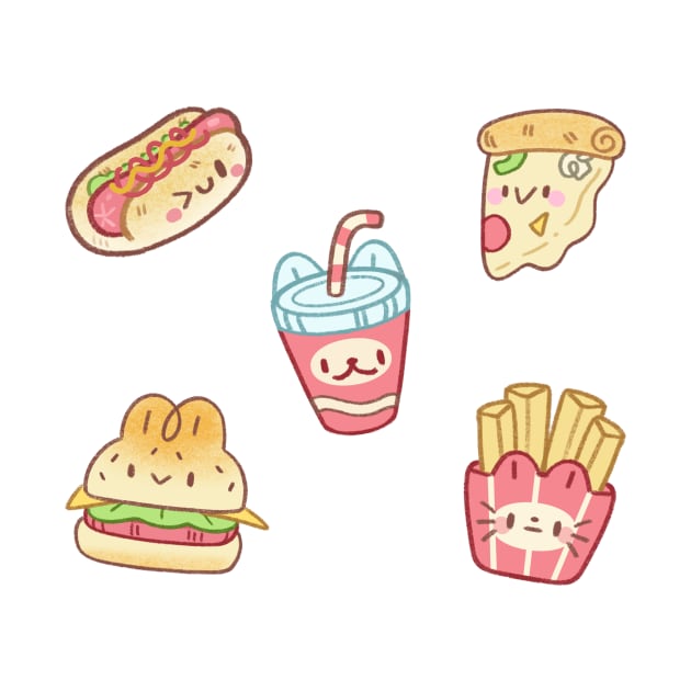 Cute Fast Food Sticker Pack by Kukoo.Kat