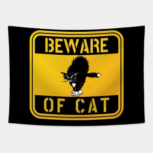 WARNING BEWARE OF CAT crazy cat funny pet owner cat love Tapestry