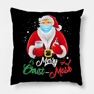 Merry Christmas 2020 Quarantine Santa Mask Funny Pillow