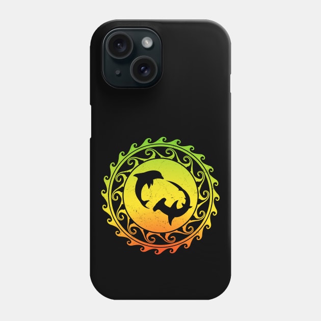 Hammerhead shark and Dolphin Caribbean Pride Design Phone Case by NicGrayTees