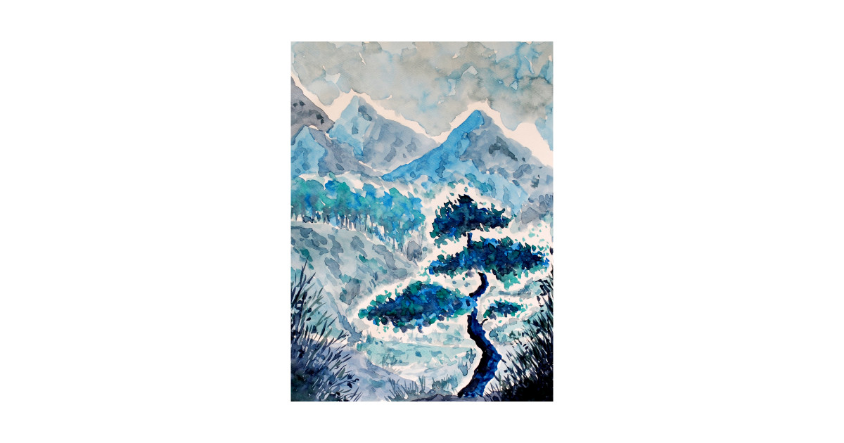 Blue Watercolor Landscape Blue Landscape Kids T Shirt Teepublic