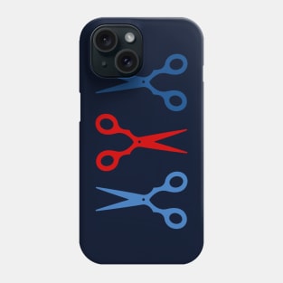 Barber Scissors in a Row - navy blue and red Phone Case