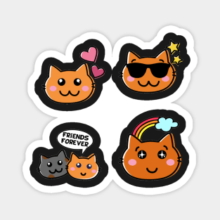 Cat 4 pk Stickers Collection Magnet