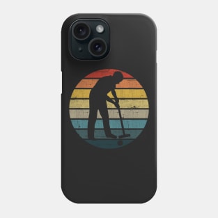 Croquet Player Silhouette On A Distressed Retro Sunset product Phone Case