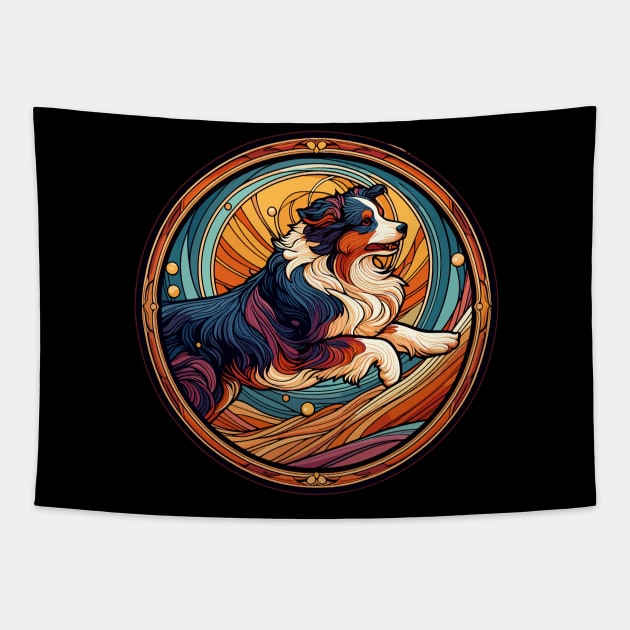 Australian Shepherd Dog - Art Nouveau Style - Dog Lovers Gift Tapestry by RCDBerlin