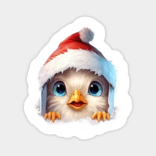 Christmas Peeking Baby Chicken Magnet