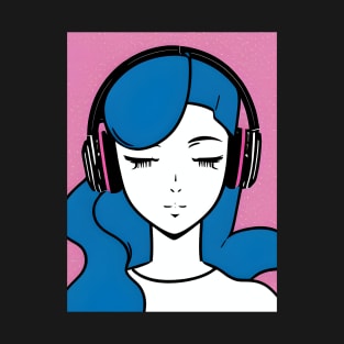 Pop Art Headphones Girl T-Shirt