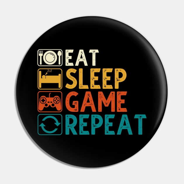 Eat Sleep Game Repeat Pin by DragonTees