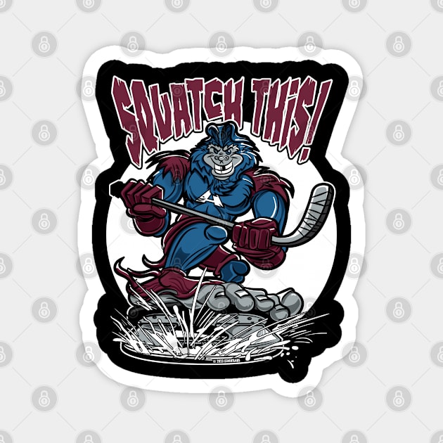 Squatch This Bigfoot Hockey Player Mascot Magnet by eShirtLabs